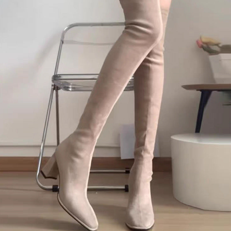 Women's Stretchy Over-the-knee Chunky-heeled Boots