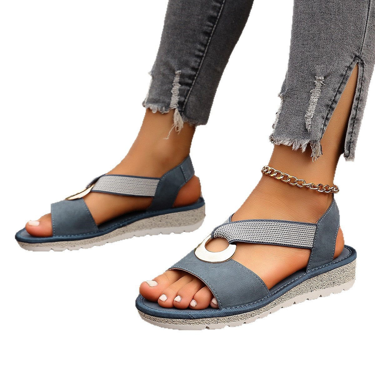 Women's Open-Toe Wedge Loafers