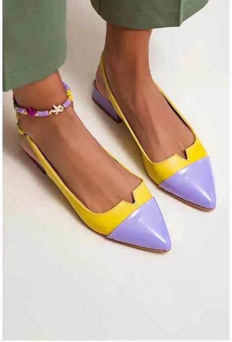 Women's Pointed-Toe Color Block Low-Heel Flats