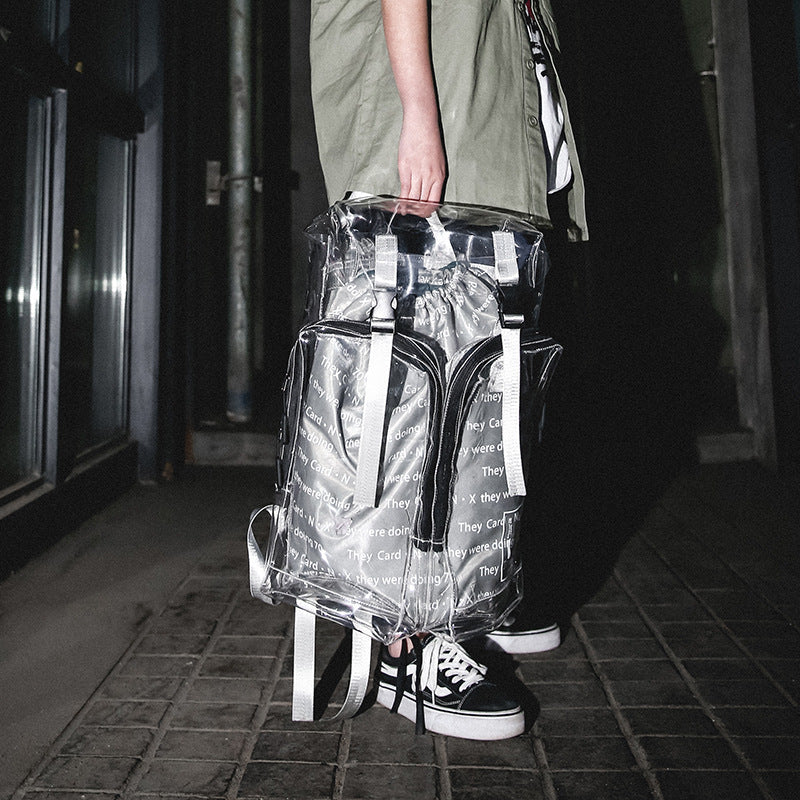 Transparent Motorcycle Letter Travel Backpack Travel Bag