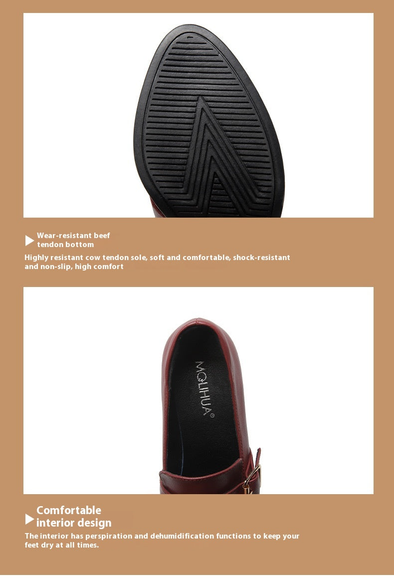 European Style Buckle Block Heels