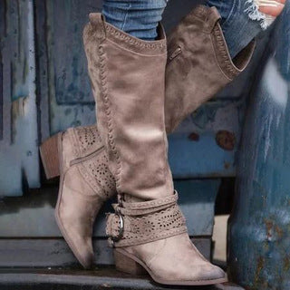 Women's Thick-Heeled Buckle Boots