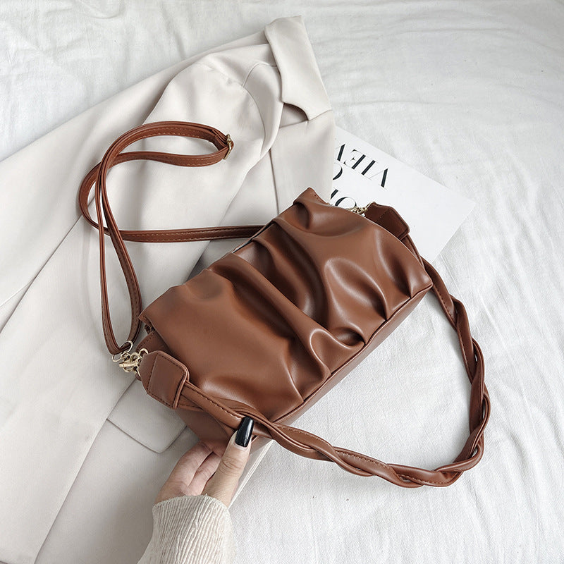 Women's Pleated PU Leather Crossbody Bag
