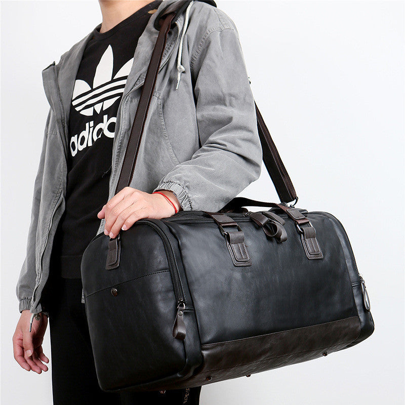 Men's PU Leather Large Capacity Travel Backpack
