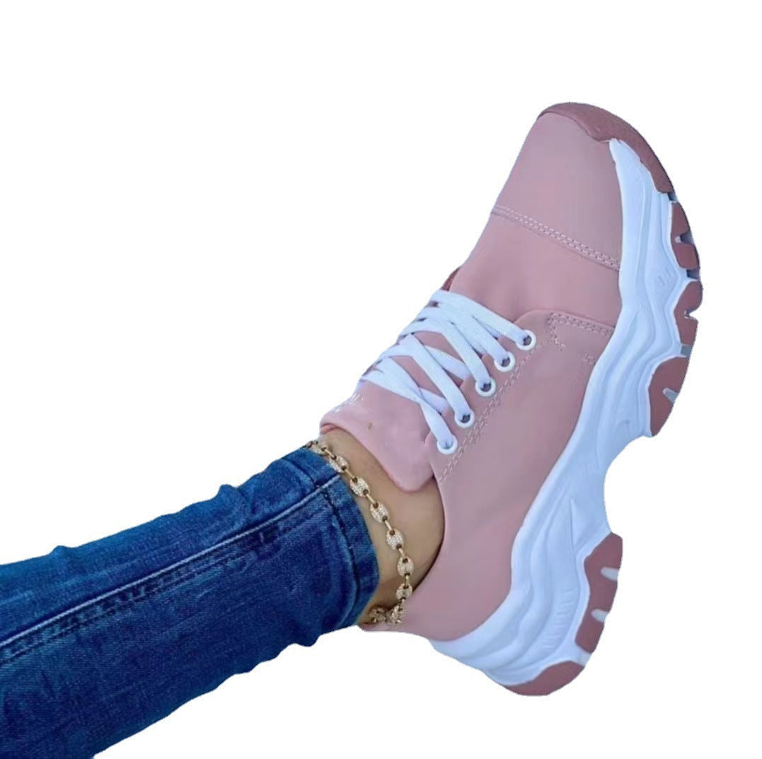 Women's Round Head Thick Bottom Low-top Casual Sneakers