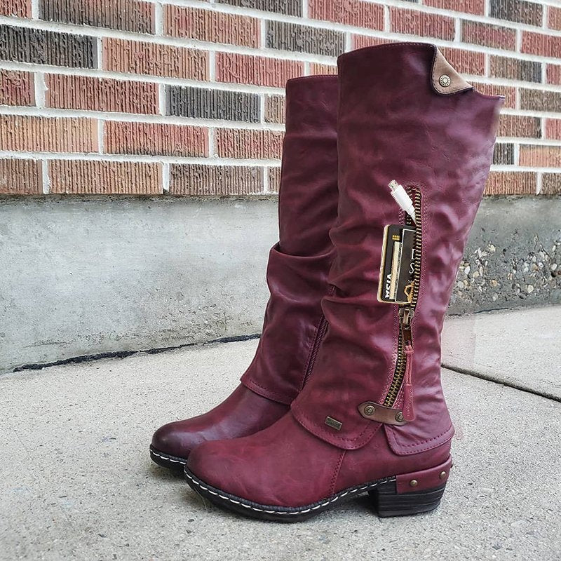 Knight Round-Toe Side Zip Boots