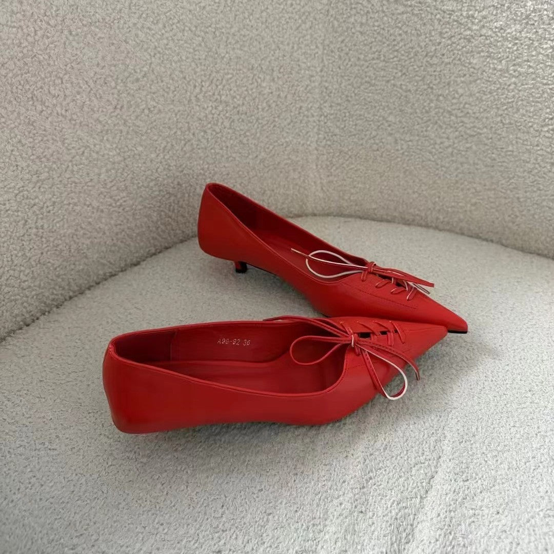 Women's Bow Chunky Heel Pumps