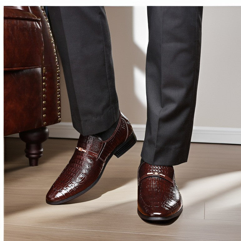Men's Crocodile Pattern Patent Shoes