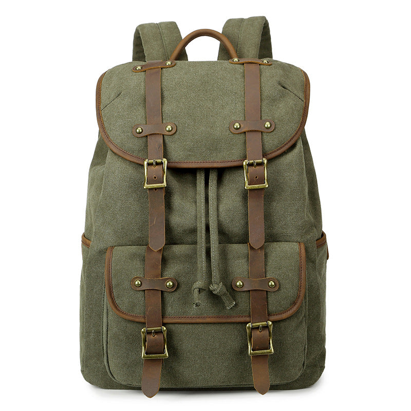 Unisex Canvas Backpack Oil Wax Outdoor Travel