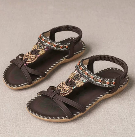Women's Flower Rhinestone Flat Sandals