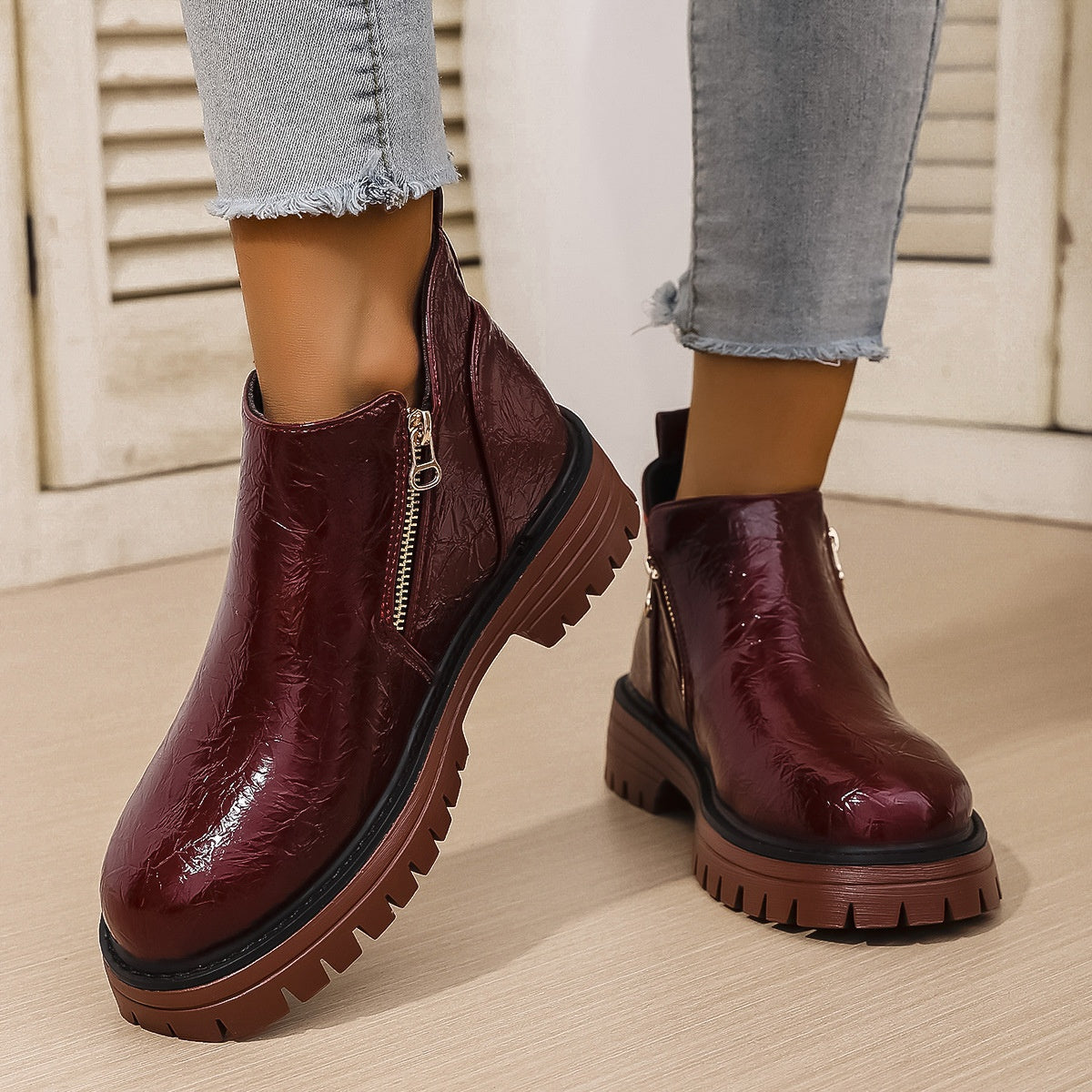 Round-Toe High-Heel Boots