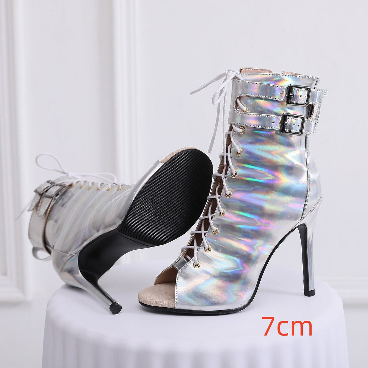 Stiletto Peep-Toe Mesh High-Heel Sandals