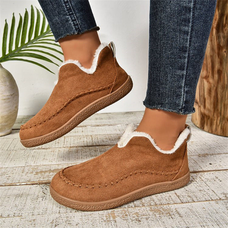 Women's V-Cut Plush Ankle Boots