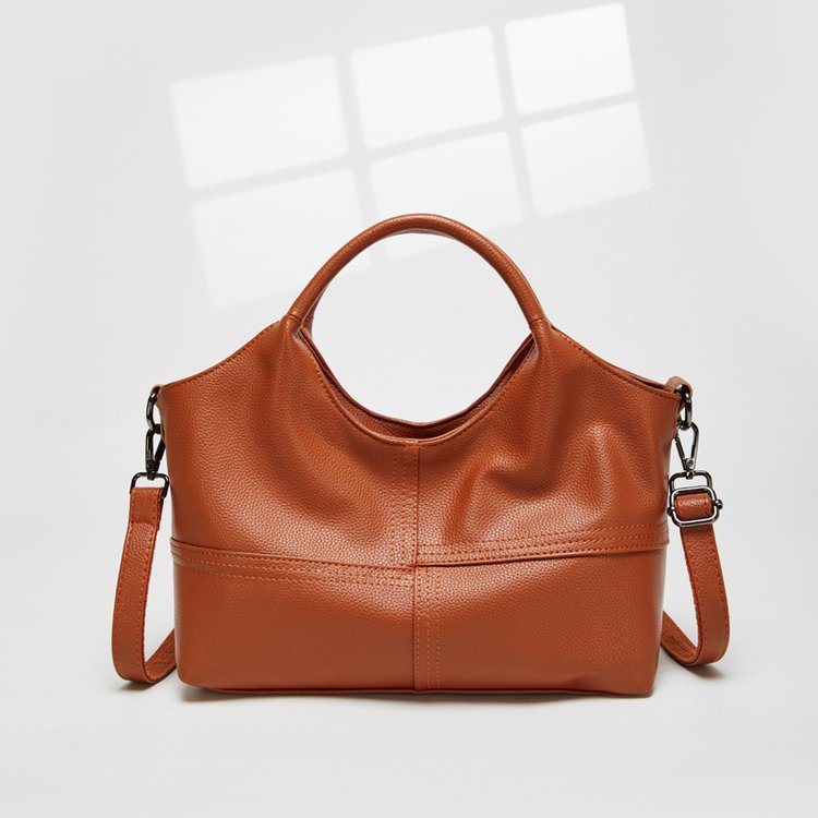 Lightweight Splicing Soft Leather Large Capacity Bag