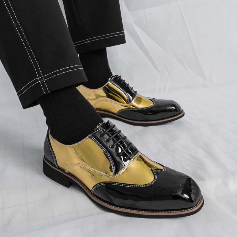 Men's Brogue Plus Size Color Matching Shoes