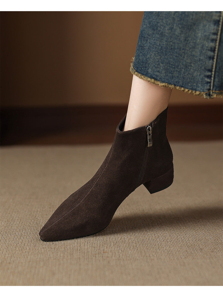 Women's Low-Heeled Suede Ankle Boots