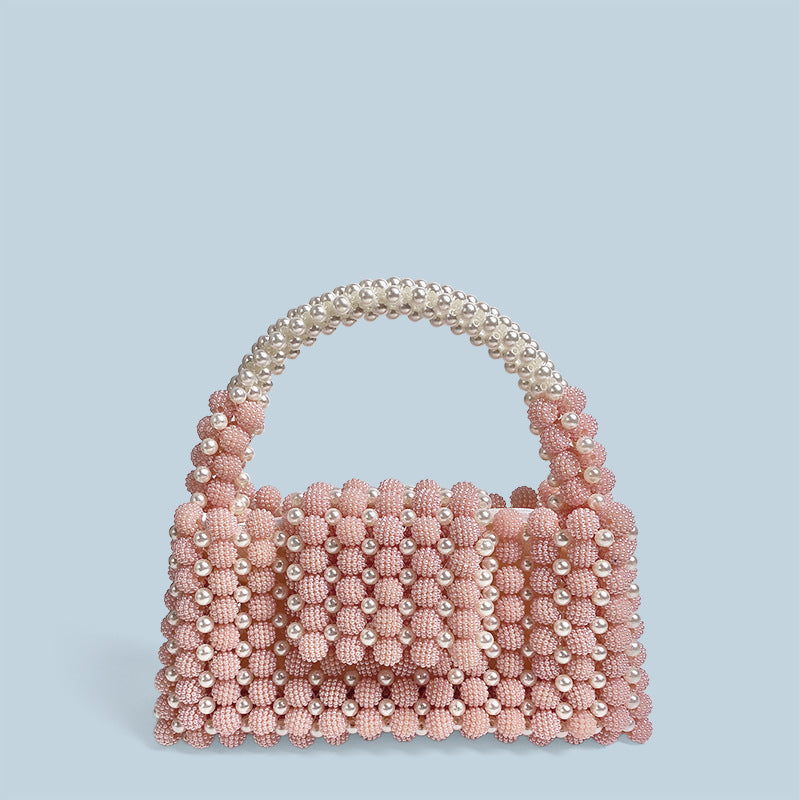 Women's Waxberry Pearl Ball Handmade Beaded Travel Handbag Handbag