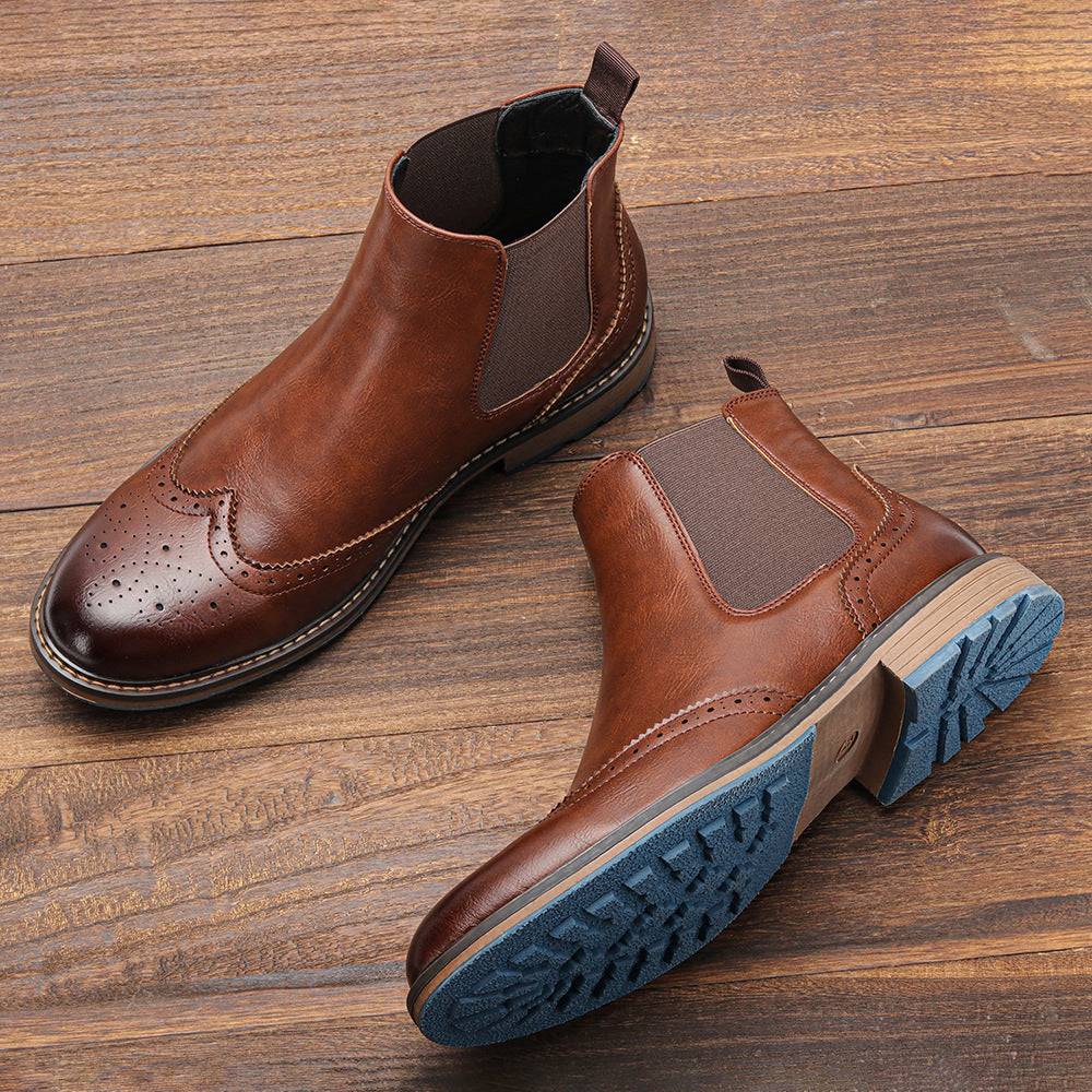 Men's Mid-top Carved Casual Brogue Retro Boots