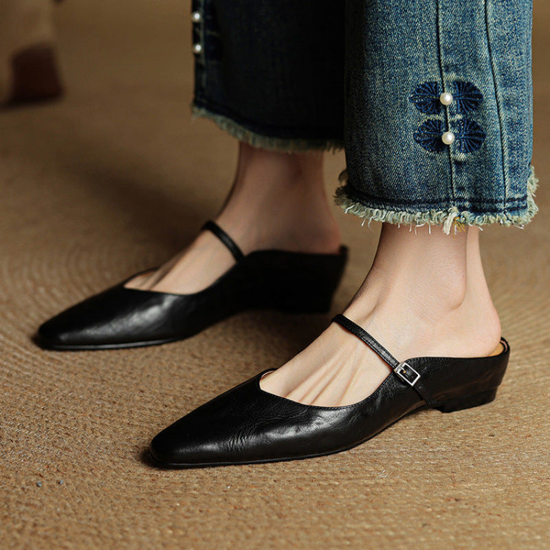 Women's Closed Toe Cowhide Slippers