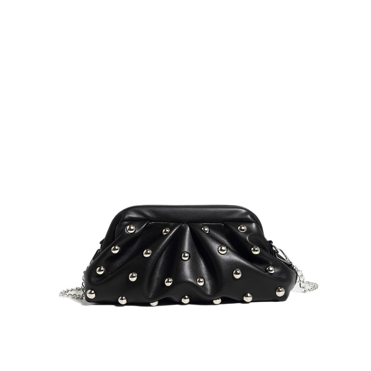 Pleated Dumpling Messenger Bag with Chain Strap