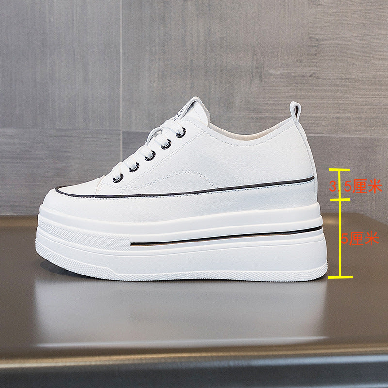 Women's Breathable Leather Platform Sneakers