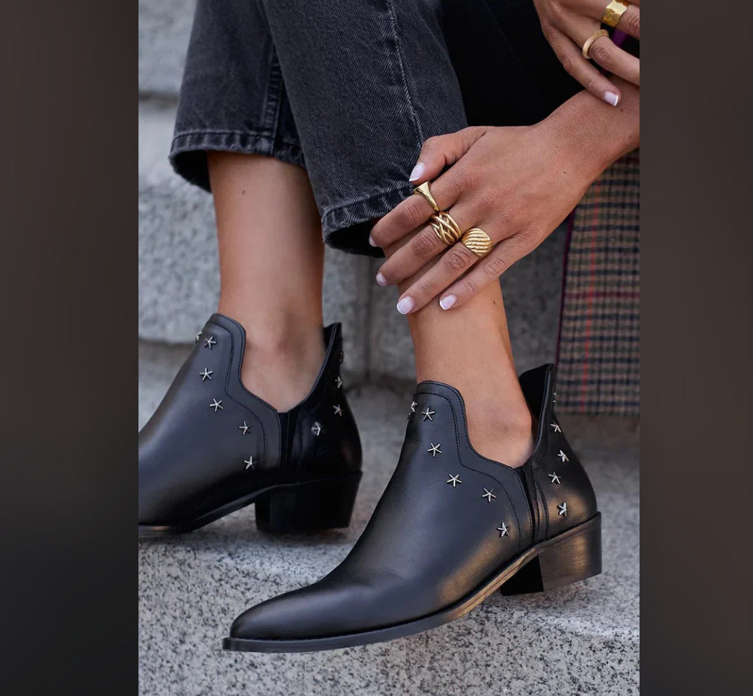 Women's Ankle Boots With Metal Decoration