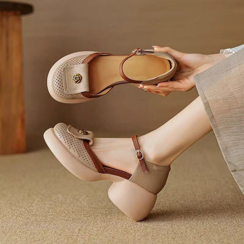 Women's Waterproof Closed-Toe High-Heel Sandals