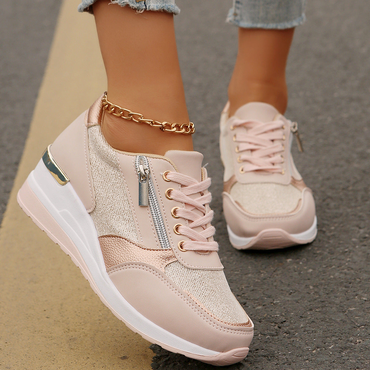 Women's Lace-Up Casual Fashion Sneakers