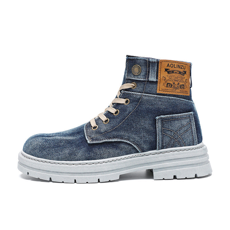Denim High-Top Casual Boots