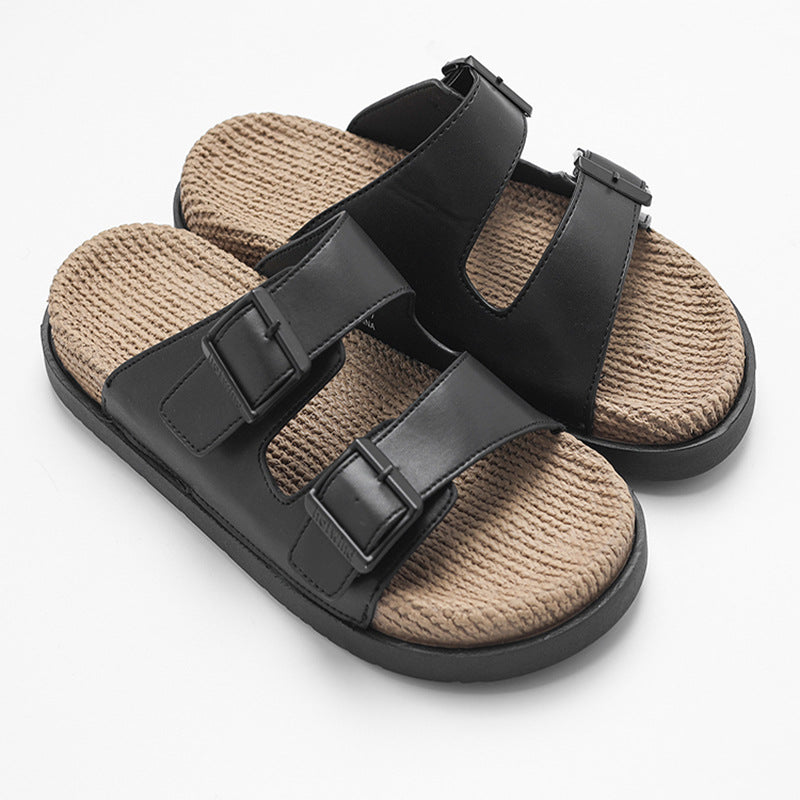 Hemp Rope High Massage Mid-bottom Home Casual Slippers