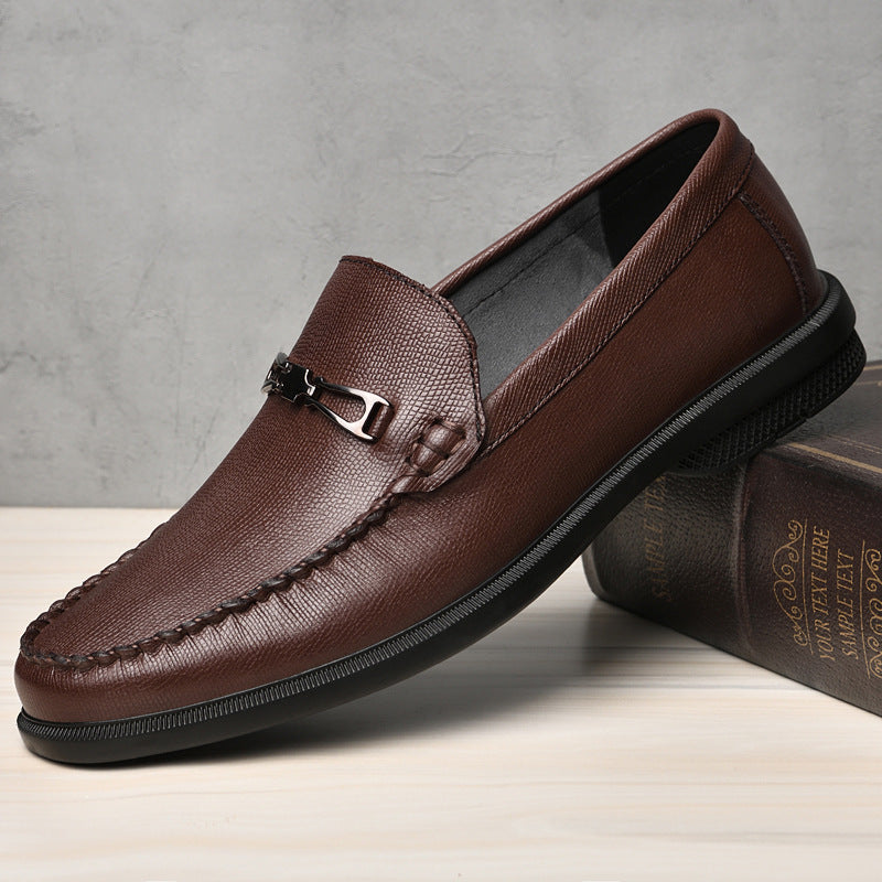 Men's First Layer Cowhide Embossed Loafers