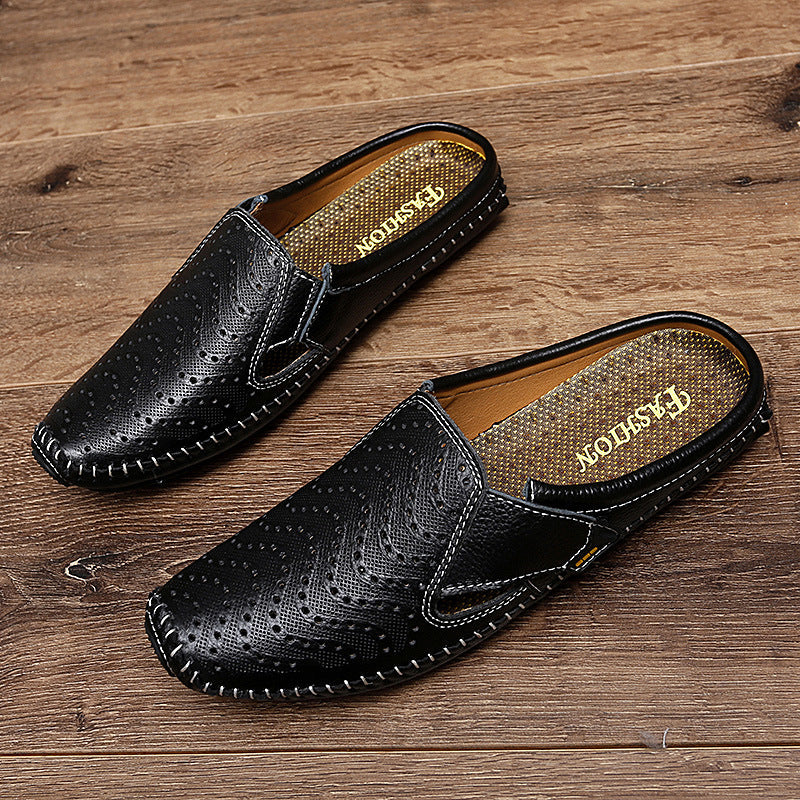 Muller Hole Low-top Cowhide Slip-on Sneakers