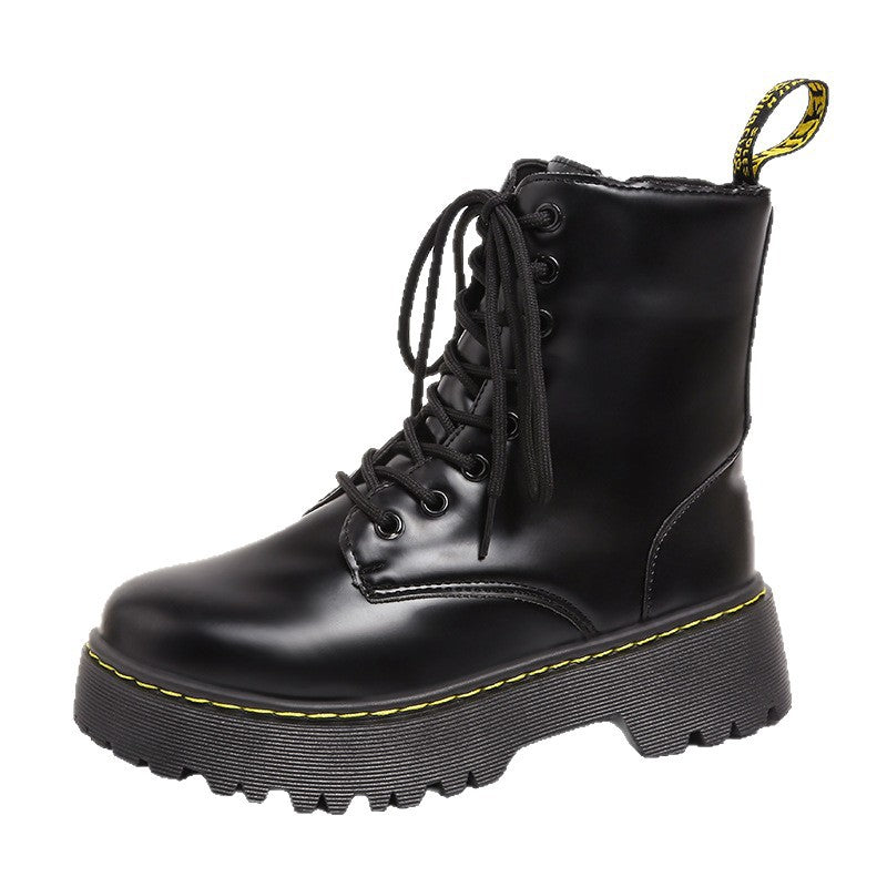 Lace-up Martin Boots with Thick Heels