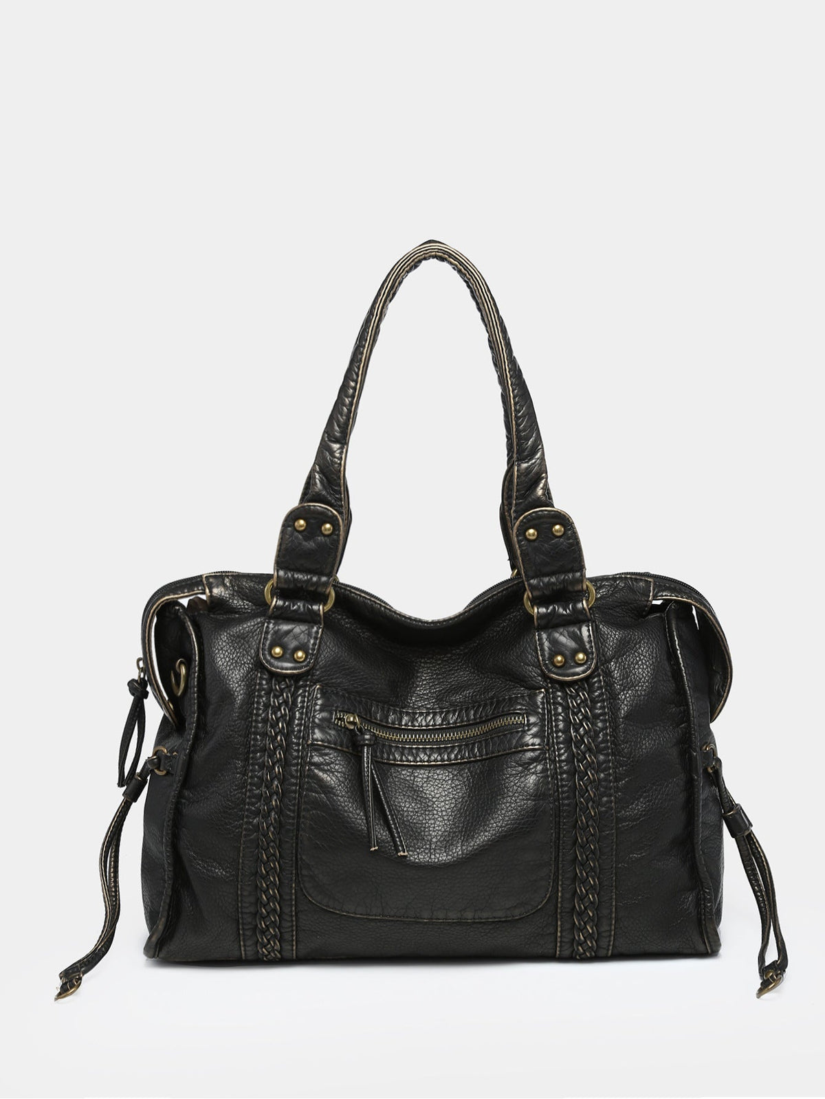 Unisex Retro Worn-Look Large Capacity Slouchy Bag