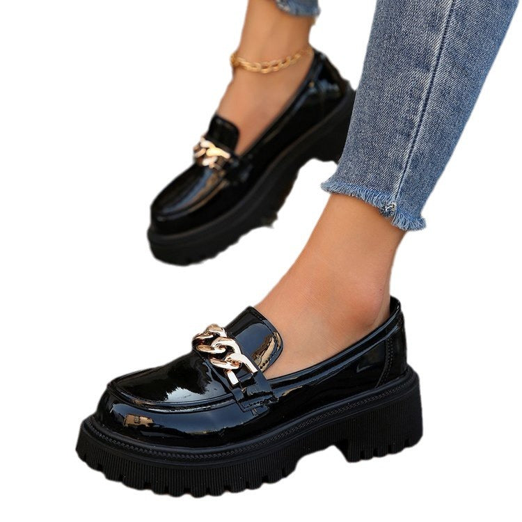 Women's Shallow Mouth Round Head Slip-on Thick Bottom Shoes