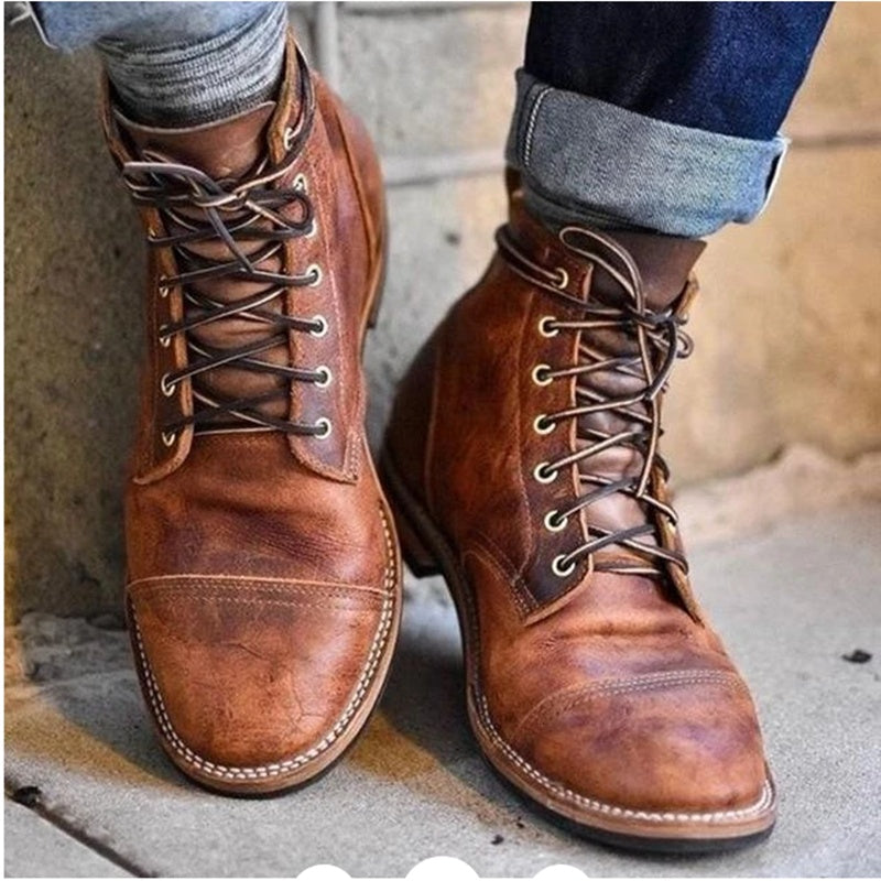 European And American Extended-Size Lace-Up Low Boots