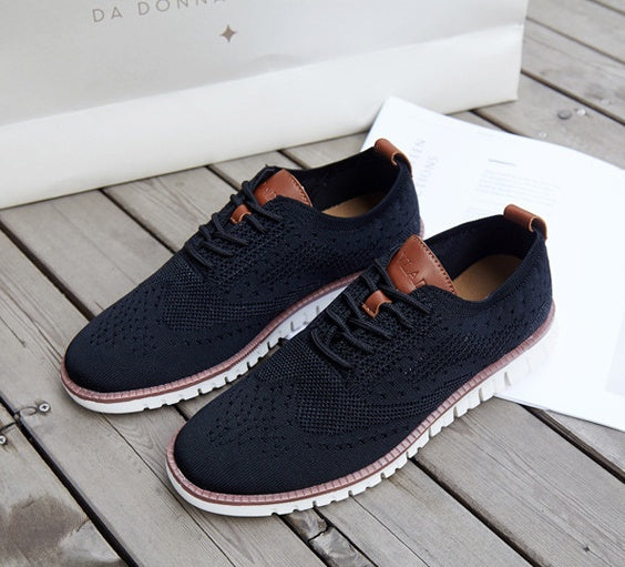 Men's Knitted Lace-Up Casual Sneakers