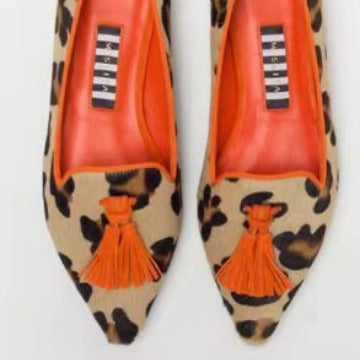 Women's Pointed-Toe Colorblock Tassel Flats