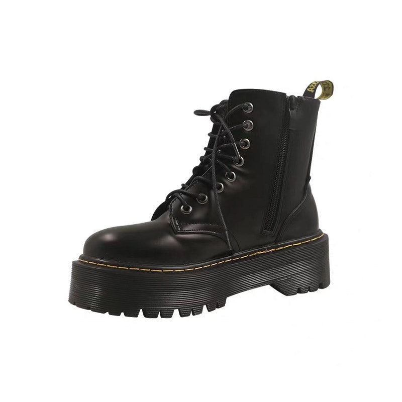 Versatile Lace-Up Platform Ankle Boots
