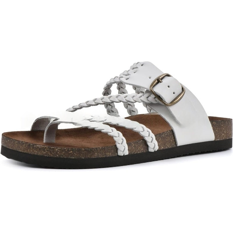 Woven Strappy Flat Loafers