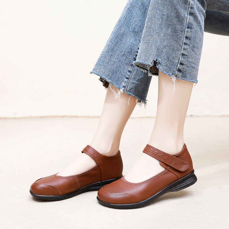 Genuine Leather Single-Strap Flats