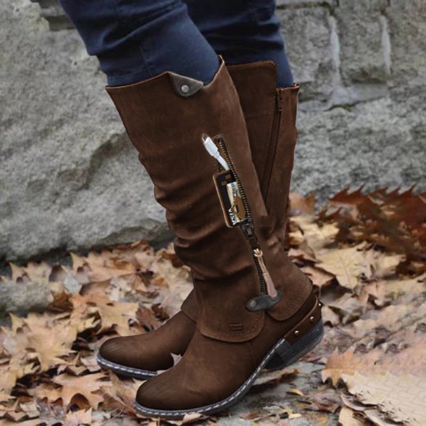 Knight Round-Toe Side Zip Boots
