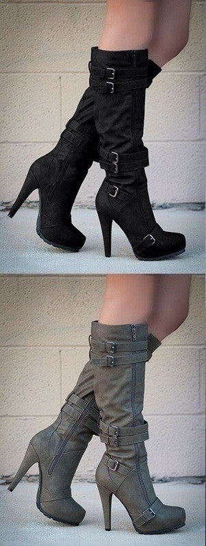 Women's High-Heeled Platform High-Top Boots