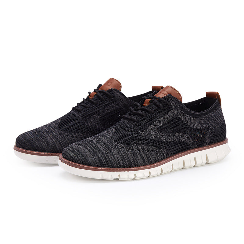 Men's Knitted Lace-Up Casual Sneakers