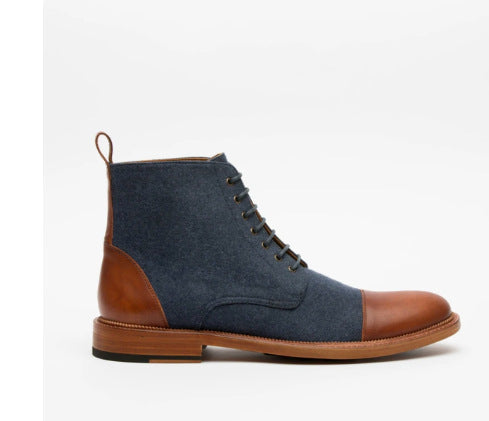 Round-Toe Lace-up Low Boots