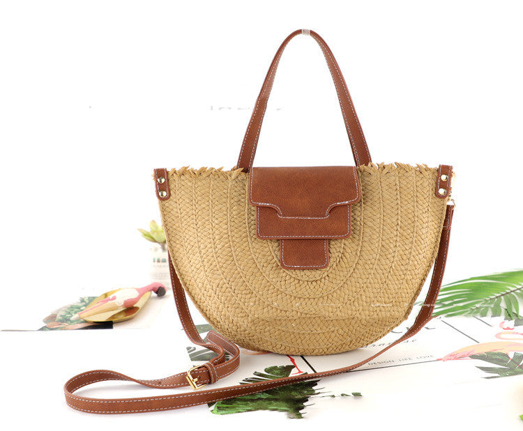 Women's Semicircle Woven Shoulder Bag