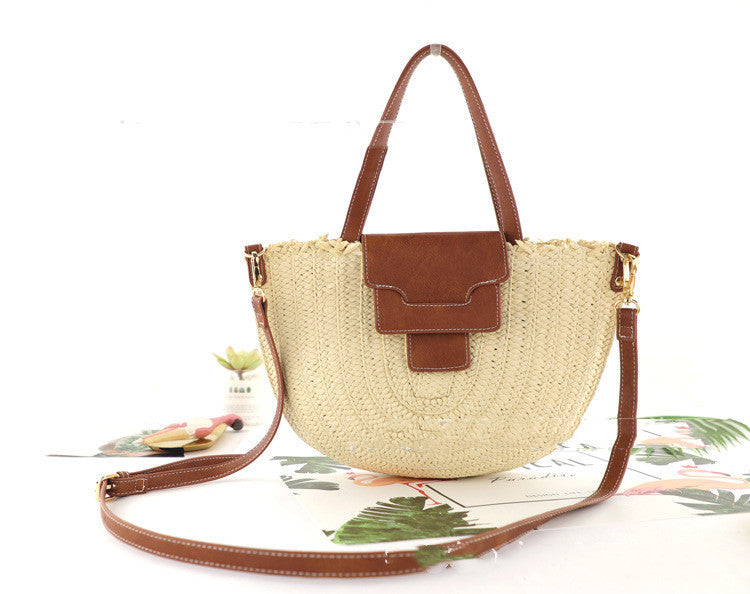 Women's Semicircle Woven Shoulder Bag
