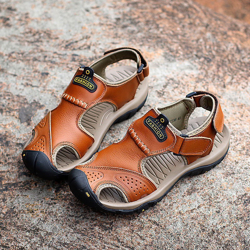 Extended-Size Two-layer Leather Toe Outdoor Casual Sandals