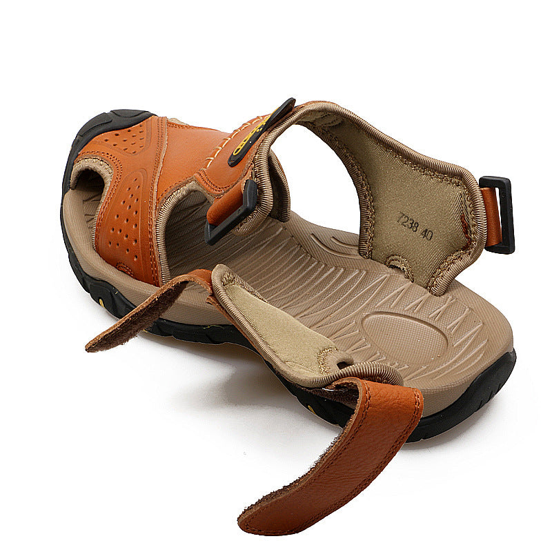 Extended-Size Two-layer Leather Toe Outdoor Casual Sandals