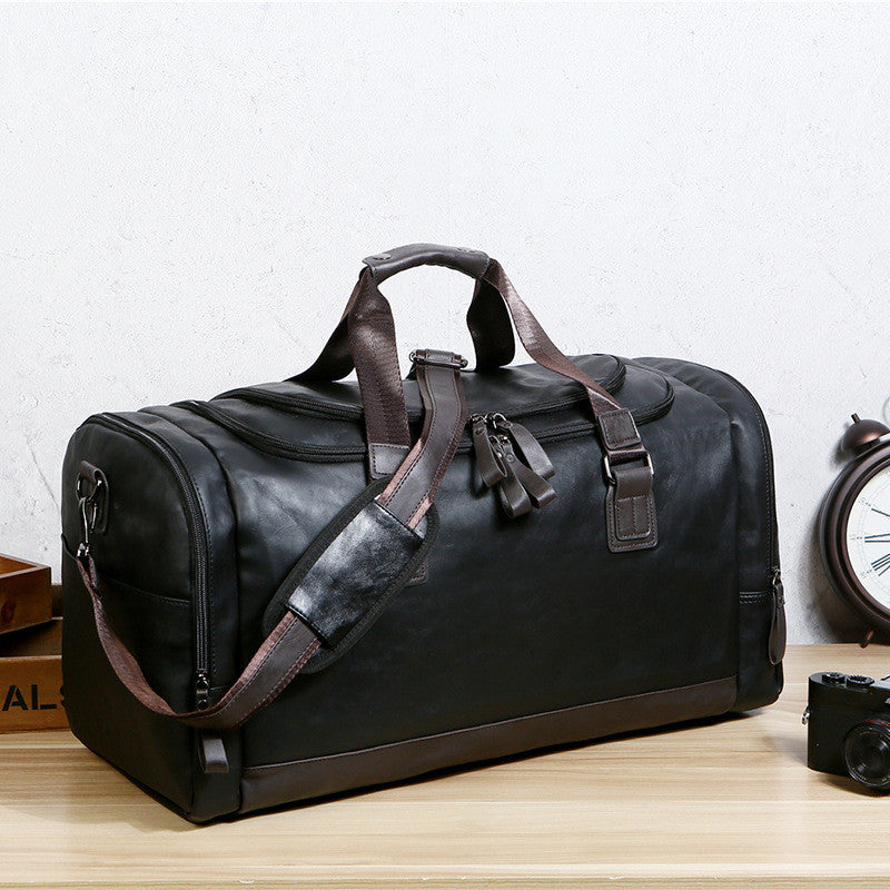 Men's PU Leather Large Capacity Travel Backpack